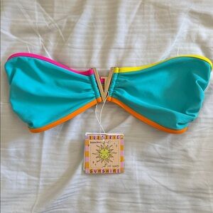 Kulani Kinis Electric Sunshine Bikini Top mega v strapless bandeau NWT SMALL